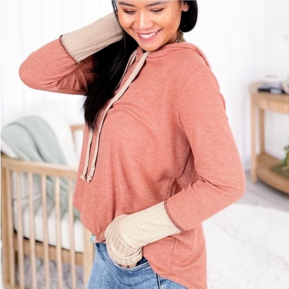 Bibi thermal knit long sleeve hooded top small - Picture 3 of 6